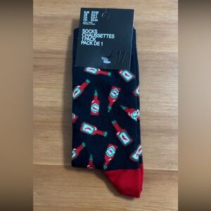 H&M tabasco hot sauce socks in navy and red
